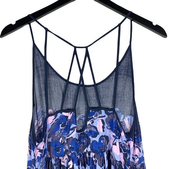 Free People Intimately Voile Slip Strappy Floral Print Dress in Midnight Size M - Picture 7 of 11